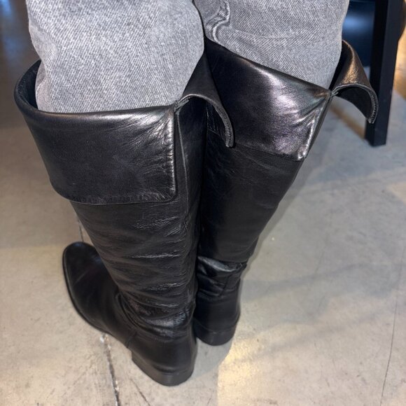 Vintage Davos Gomma Genuine Black Italian Leather Riding Boots Sz 39 - Picture 5 of 8